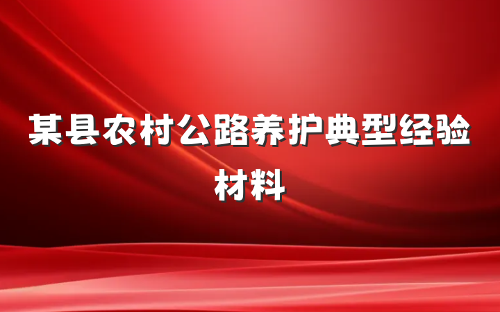 某县农村公路养护典型经验材料