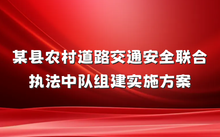 某县农村道路交通安全联合执法中队组建实施方案