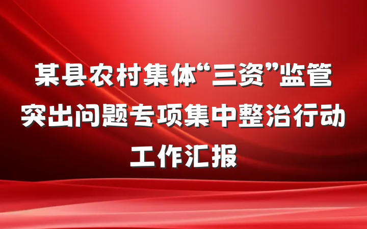 某县农村集体“三资”监管突出问题专项集中整治行动工作汇报