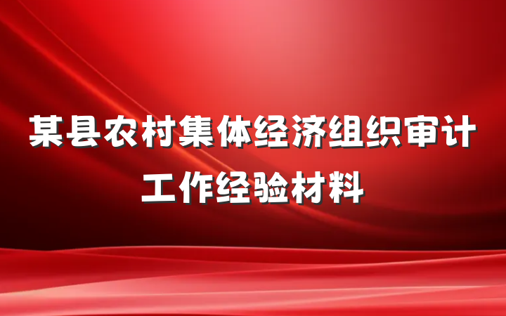 某县农村集体经济组织审计工作经验材料