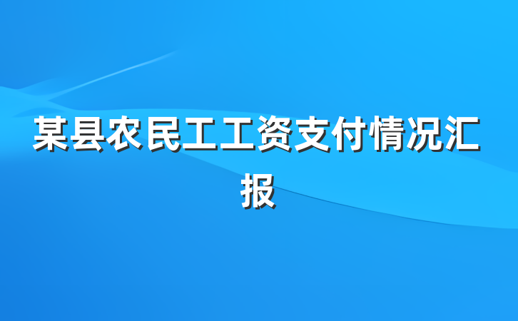 某县农民工工资支付情况汇报