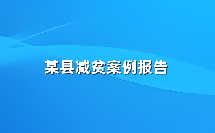 某县减贫案例报告