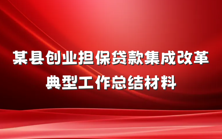 某县创业担保贷款集成改革典型工作总结材料