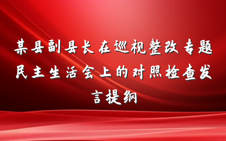 某县副县长在巡视整改专题民主生活会上的对照检查发言提纲