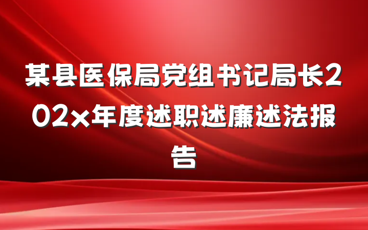 某县医保局党组书记局长202x年度述职述廉述法报告