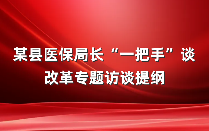 某县医保局长“一把手”谈改革专题访谈提纲