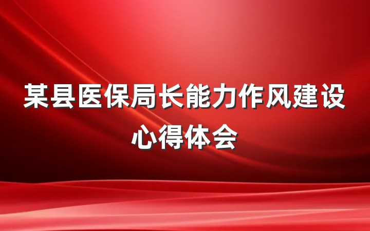 某县医保局长能力作风建设心得体会