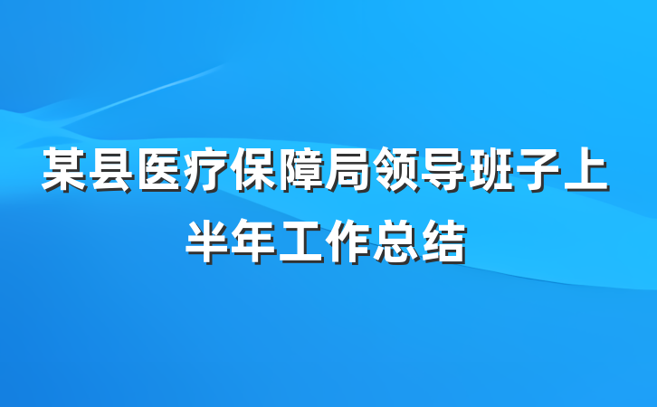某县医疗保障局领导班子上半年工作总结