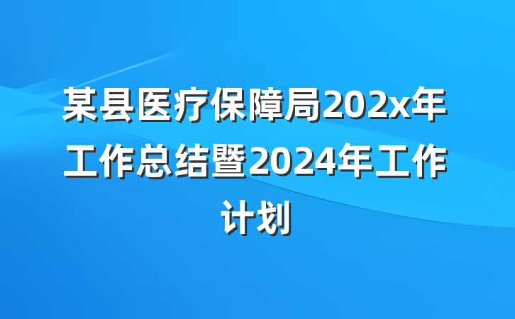 某县医疗保障局202x年工作总结暨2024年工作计划