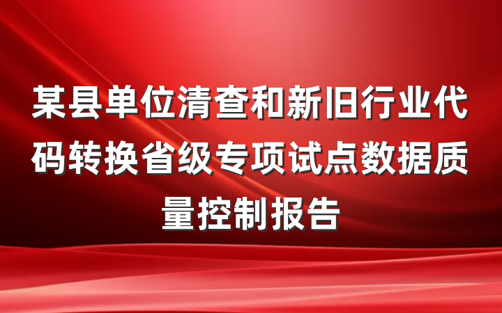 某县单位清查和新旧行业代码转换省级专项试点数据质量控制报告