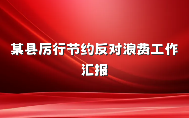 某县厉行节约反对浪费工作汇报