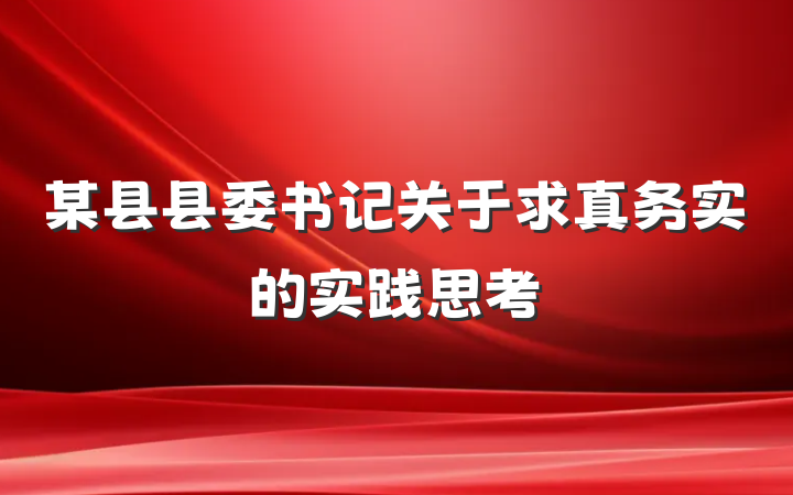 某县县委书记关于求真务实的实践思考