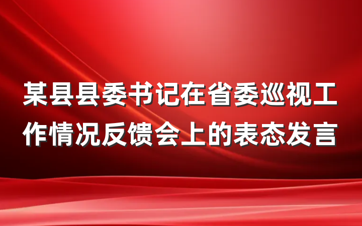 某县县委书记在省委巡视工作情况反馈会上的表态发言