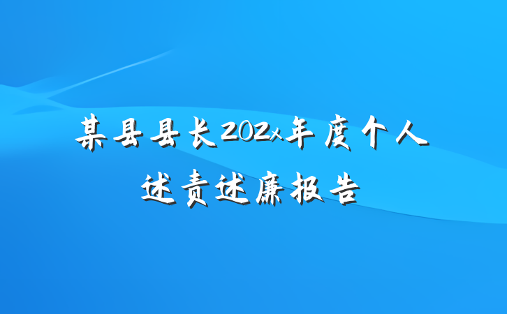 某县县长202x年度个人述责述廉报告