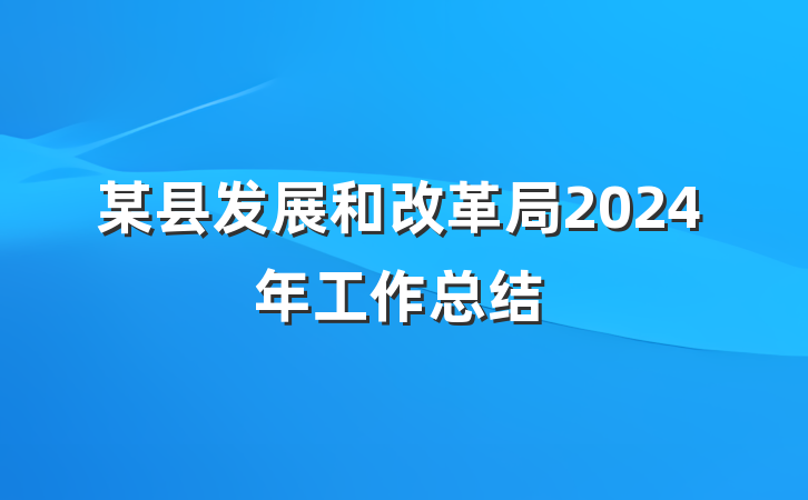 某县发展和改革局2024年工作总结