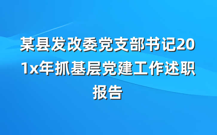 某县发改委党支部书记201x年抓基层党建工作述职报告