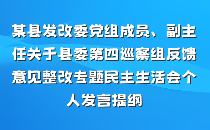 某县发改委党组成员、副主任关于县委第四巡察组反馈意见整改专题民主生活会个人发言提纲
