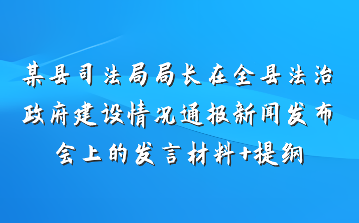 某县司法局局长在全县法治政府建设情况通报新闻发布会上的发言材料 提纲