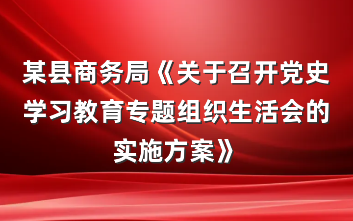 某县商务局《关于召开党史学习教育专题组织生活会的实施方案》