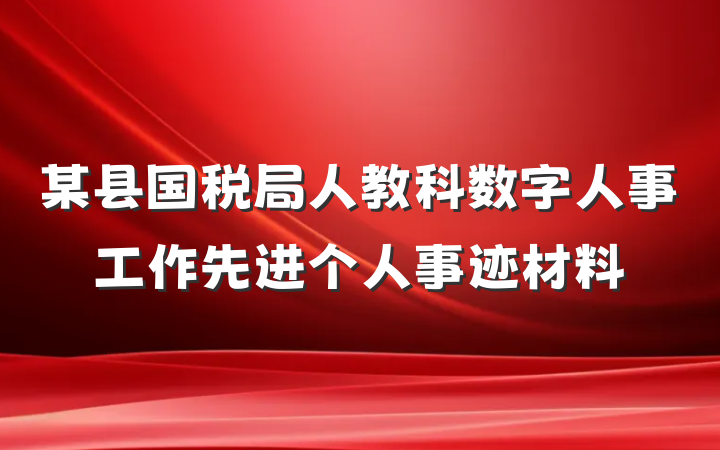 某县国税局人教科数字人事工作先进个人事迹材料