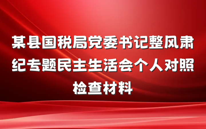 某县国税局党委书记整风肃纪专题民主生活会个人对照检查材料