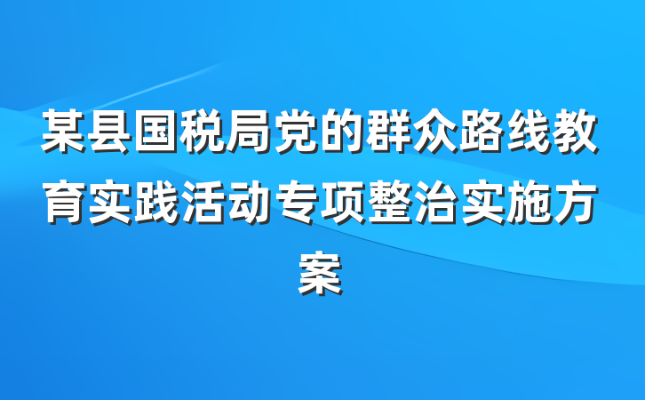 某县国税局党的群众路线教育实践活动专项整治实施方案
