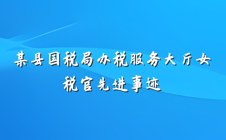 某县国税局办税服务大厅女税官先进事迹