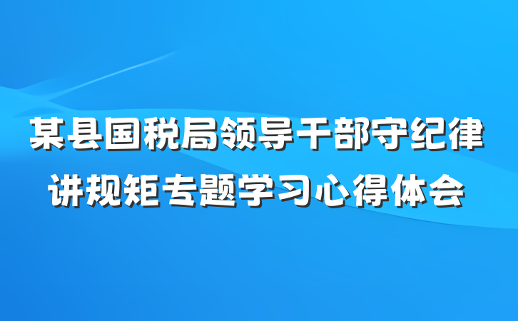 某县国税局领导干部守纪律讲规矩专题学习心得体会