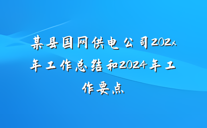 某县国网供电公司202x年工作总结和2024年工作要点