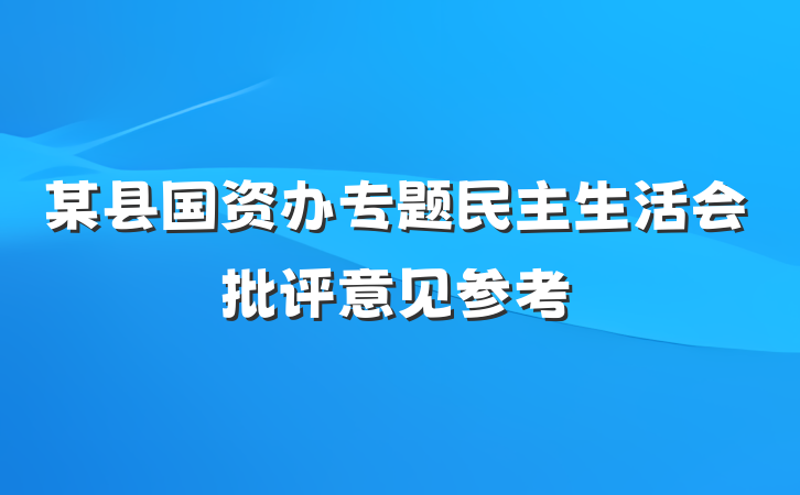某县国资办专题民主生活会批评意见参考
