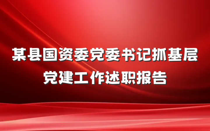 某县国资委党委书记抓基层党建工作述职报告