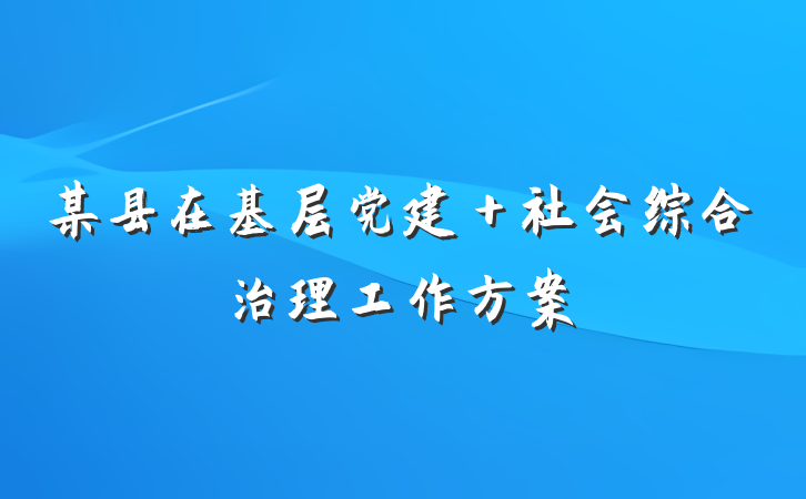 某县在基层党建＋社会综合治理工作方案