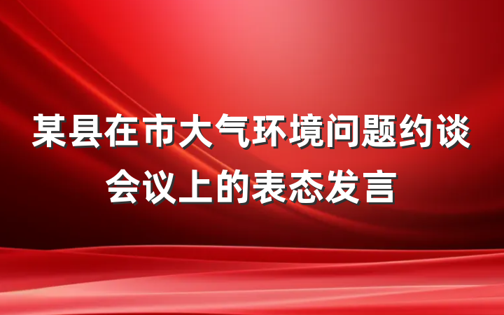 某县在市大气环境问题约谈会议上的表态发言