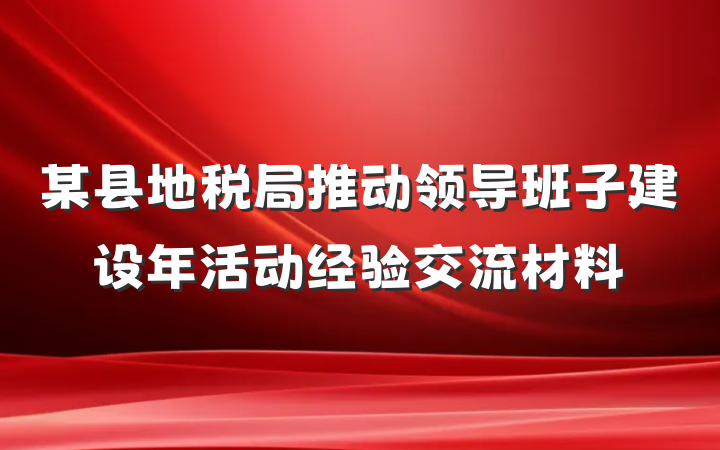 某县地税局推动领导班子建设年活动经验交流材料