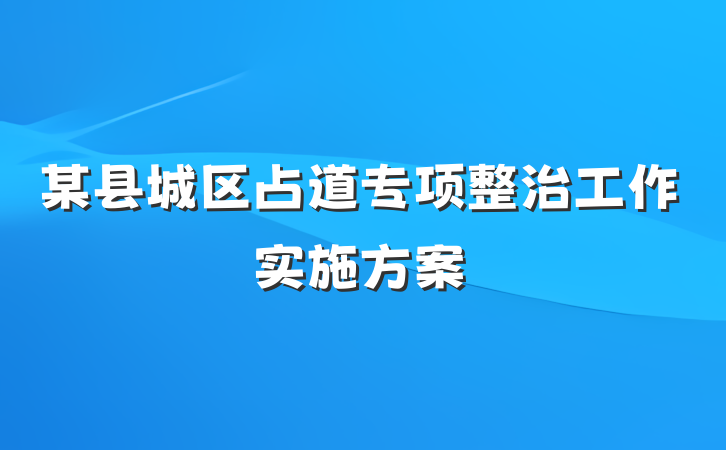 某县城区占道专项整治工作实施方案