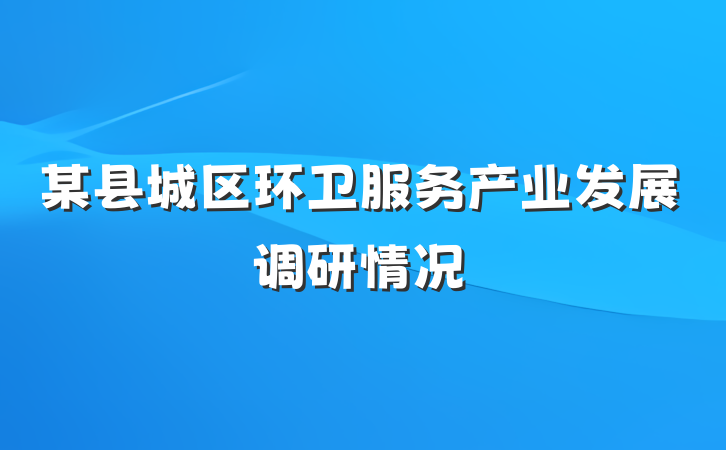 某县城区环卫服务产业发展调研情况