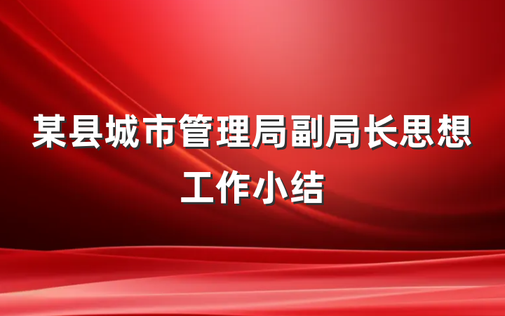 某县城市管理局副局长思想工作小结