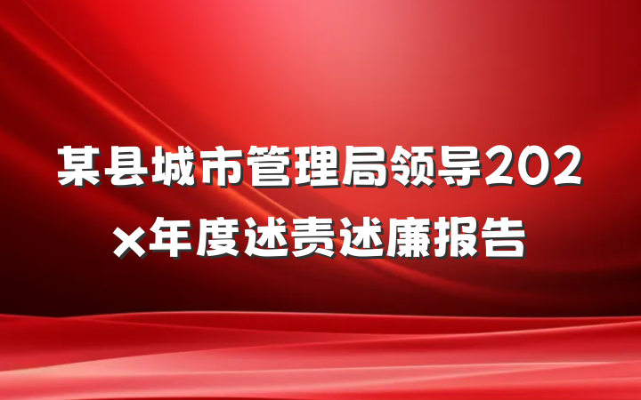 某县城市管理局领导202x年度述责述廉报告