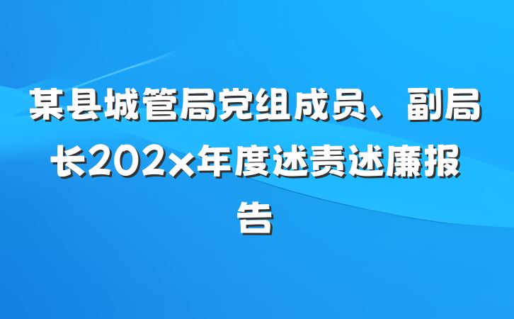 某县城管局党组成员、副局长202x年度述责述廉报告