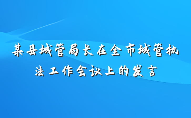 某县城管局长在全市城管执法工作会议上的发言