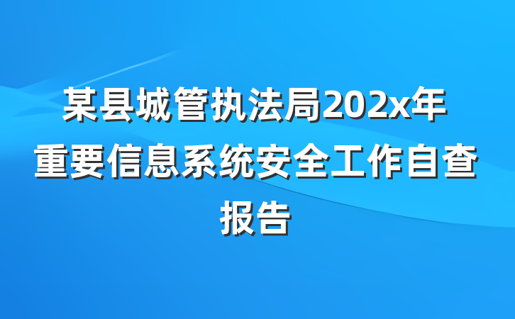 某县城管执法局202x年重要信息系统安全工作自查报告
