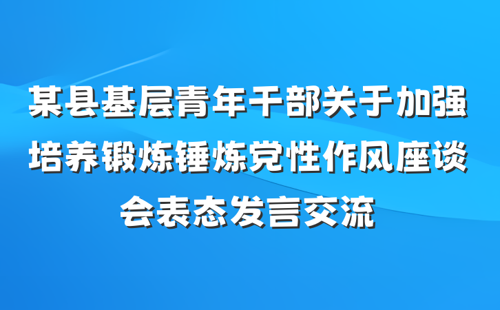 某县基层青年干部关于加强培养锻炼锤炼党性作风座谈会表态发言交流