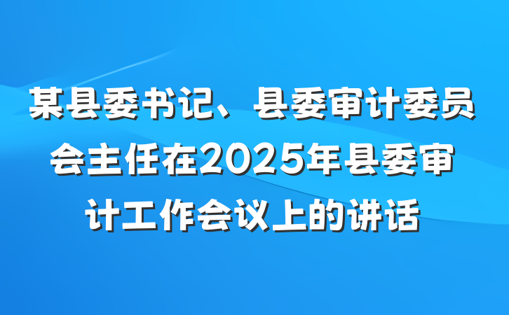 某县委书记、县委审计委员会主任在2025年县委审计工作会议上的讲话
