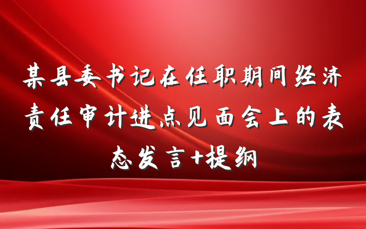 某县委书记在任职期间经济责任审计进点见面会上的表态发言 提纲