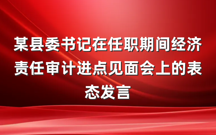 某县委书记在任职期间经济责任审计进点见面会上的表态发言