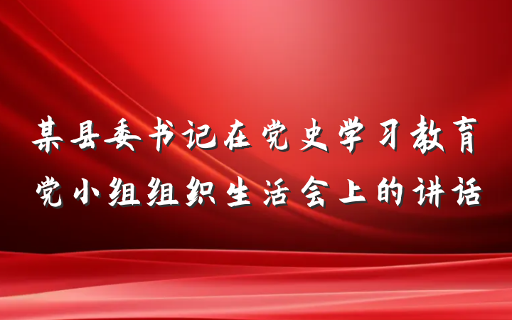 某县委书记在党史学习教育党小组组织生活会上的讲话