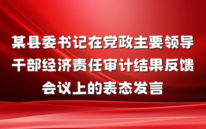 某县委书记在党政主要领导干部经济责任审计结果反馈会议上的表态发言