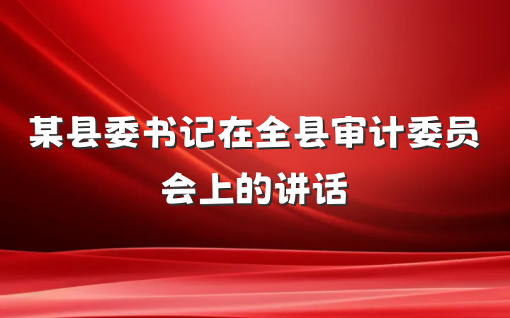 某县委书记在全县审计委员会上的讲话