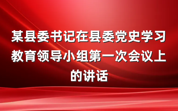 某县委书记在县委党史学习教育领导小组第一次会议上的讲话