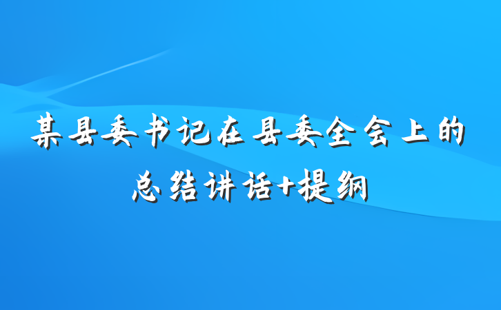 某县委书记在县委全会上的总结讲话 提纲